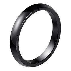 PAURO Damen Herren 3MM Hochglanzpolierter Ring Verlobungsversprechen Hochzeitsband Keramik Schwarz Größe 60 (19.1) von PAURO
