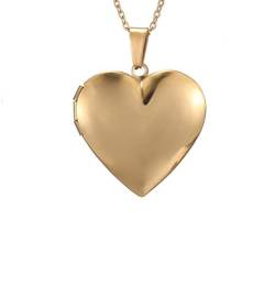 PAURO Damen Love Herz Medaillon Halskette aus Edelstahl, Gold Klein von PAURO