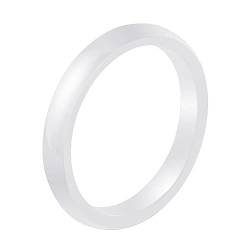 PAURO Damen Ring Keramik 3Mm Comfort Fit Hochzeitsband Einfachen Poliert Weiß Größe 50 von PAURO
