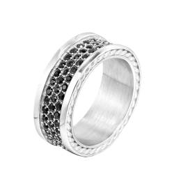 PAURO Herren Damen Edelstahl Jahrgang Kreativ Mikro Pave Schwarz CZ Ring Silber Größe 62 (19.7) von PAURO