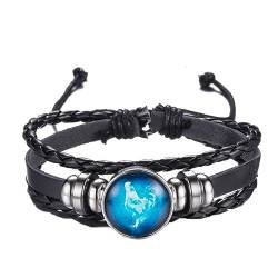 PAURO Herren Damen PU Jahrgang Chinesischen Stil Tierkreiszeichen Leuchtende Armband Hahn von PAURO