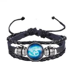 PAURO Herren Damen PU Jahrgang Chinesischen Stil Tierkreiszeichen Leuchtende Armband Schlange von PAURO