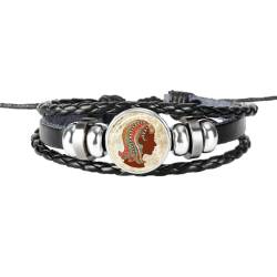 PAURO Herren Damen PU Leder Kreative 12 Konstellationen Geflochtenes Verstellbares Armband Jungfrau von PAURO