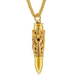 PAURO Herren Edelstahl Gold Kugel Mit Schwert Doppel Dragon Öffnende Zylinder Anhänger Halskette Vintage Gothic von PAURO