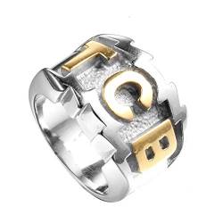 PAURO Herren Edelstahl Gravierte Charakter TCB Ring Silber Gold Größe 62 (19.7) von PAURO