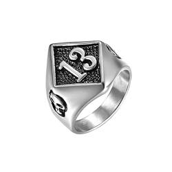 PAURO Herren Edelstahl Nr. 13 Evil Skull Motorrad Biker Ring Silber Schwarze Größe 68 von PAURO