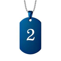 PAURO Herren Edelstahl Personalisierte Nummer 2 Halsketten Quadratische Hundemarke Anhänger Hip Hop Halskette, Blau von PAURO
