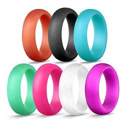 PAURO Silikon Rubber Ehering Ring Für Aktive Frauen Flexible Safe 5,7mm Bands Sport Im Freien, Solide 7 Pack Größe 60 von PAURO