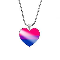 PAURO Unisex Edelstahl Personalisierte Regenbogen Stolz LGBT Herz Anhänger Halskette für Bisexuell von PAURO