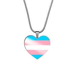 PAURO Unisex Edelstahl Personalisierte Regenbogen Stolz LGBT Herz Anhänger Halskette für Transgender von PAURO