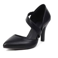PAUVAODY Mode Suki Pumps für Frauen H?he Ferse Pointed Toe Dress Schuhe Sparkle Sequins Mini Size Arbeit Schuhe für Frauen Black Size 41 von PAUVAODY