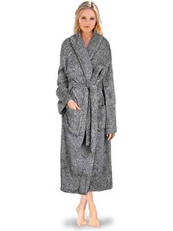 PAVILIA Premium-Damen-Bademantel, flauschig, warm, Fleece, Sherpa, Shaggy-Bademantel, Meliert, grau, Small-Medium von PAVILIA