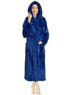 PaVILIA Damen Bademantel mit Kapuze, flauschig, warm, Fleece, Sherpa-Zottel-Bademantel - Blau - Large/X-Large von PAVILIA