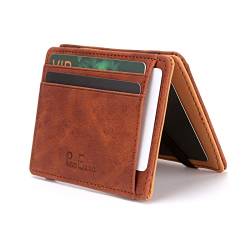 PAVO EQUIPO Magic Wallet | Magic Wallet mit Münzfach | Kartenetui | Wallet mit Geldclip und Münzfach | Geldbörse | RFID Schutz | Mini Portemonnaie | inklusive Geschenkebox (Braun) von PAVO EQUIPO