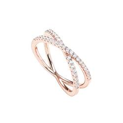 PAVOI 14 Karat vergoldeter X-Ring mit kubischem Zirkon und künstlichem Diamant-Cross-Cross-Ring | Weißvergoldete stapelbare Ringe für Damen | Größe 57 von PAVOI