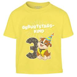 Geburtstagskind 3 Jahre Geburtstag Rubble Geschenk Kinder Jungen T-Shirt 94 Gelb von PAW PATROL