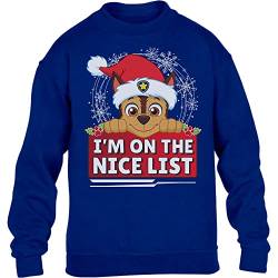 PAW PATROL Chase Ugly Christmas I'm On The Nice List Kinder Pullover Sweatshirt 128 Blau von PAW PATROL