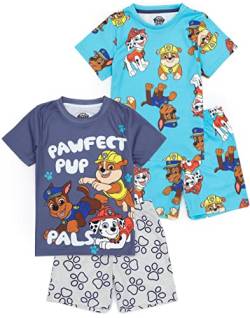 PAW PATROL Jungen 2er Pack Pyjama | Kinder Kleinkinder Blau Marshall Rubble Chase Rettung Welpen T-Shirt Shorts Set | TV-Serie Nachtwäsche Merchandise von PAW PATROL
