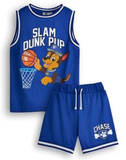 PAW PATROL Jungen Chase Basketball Trikot & Shorts Set | Kids Slam Dunk Pup Zweiteiliges Sport-Outfit in Blau | Kinder-Bundle von PAW PATROL