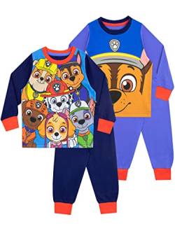 PAW PATROL Jungen Schlafanzug 2er Pack Blau 128 von PAW PATROL