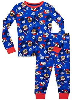 PAW PATROL Jungen Schlafanzug Weihnachten Slim Fit Blau 104 von PAW PATROL