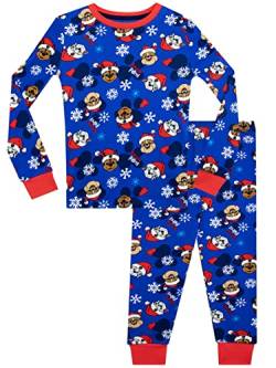 PAW PATROL Jungen Schlafanzug Weihnachten Slim Fit Blau 110 von PAW PATROL