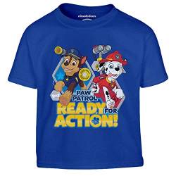 PAW PATROL Jungen Tshirt Ready for Action Chase und Marshall Kinder T-Shirt Junge 128 Blau von PAW PATROL