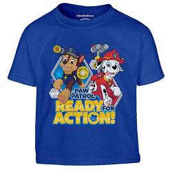 PAW PATROL Jungen Tshirt Ready for Action Chase und Marshall Kinder T-Shirt Junge 140 Blau von PAW PATROL