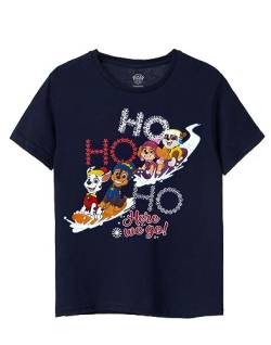 PAW PATROL Little Kids Marineblaues Kurzarm-Weihnachts-T-Shirt | Mach mit beim festlichen Spaß Freunden von PAW PATROL