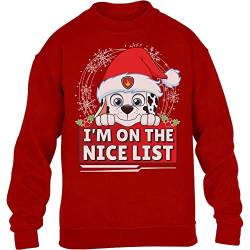 PAW PATROL Pullover Jungen Marshall Ugly Christmas I'm On The Nice List Kinder Sweatshirt 116 Rot von PAW PATROL