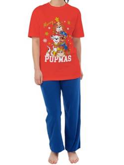 PAW PATROL Pyjamas | Kurzärmelige Damen-Weihnachtspyjamas | Chase, Skye, Rubble, Marshall Pyjamas für Frauen | Rot L von PAW PATROL