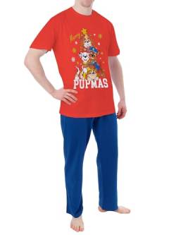 PAW PATROL Pyjamas | Kurzärmelige Herren-Weihnachtspyjamas | Chase, Skye, Rubble, Marshall Pyjamas für Männer | Rot XL von PAW PATROL