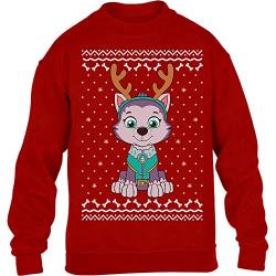 PAW PATROL Ugly Christmas Everest Weihnachten Kinder Pullover Sweatshirt 116 Rot von PAW PATROL