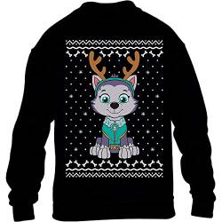 PAW PATROL Ugly Christmas Everest Weihnachten Kinder Pullover Sweatshirt 140 Schwarz von PAW PATROL