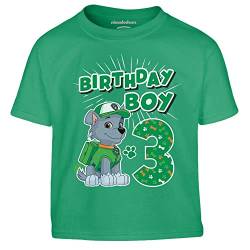 Paw Patrol - Geburtstag 3 Jahre Rocky Birthday Boy Kinder Jungen T-Shirt 104 Grün von PAW PATROL