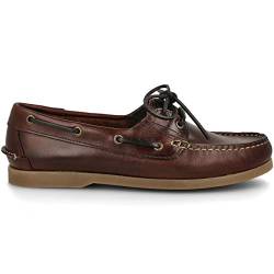 PAYMA - Herren Bootsschuhe Segelschuhe Mokassins aus Seahorse Geölt Leder 2 Eye Classic Lace Docksides. Mehrfarbige Gummisohle. Farben: Braun. Größe 46 von PAYMA