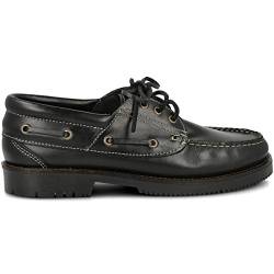 PAYMA - Herren Damen Kinder Bootsschuhe Segelschuhe Mokassins aus Seahorse Geölt Leder 3 Eye Classic Docksides. Gummisohle. Schnürsenkel.Farben: Schwarz. Größe EU 40 von PAYMA