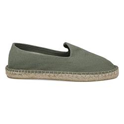 PAYMA - Herren Espadrilles Sommerpantoffeln aus Canvas. Sommerschuhe Segeltuch. Freizeitschuhe. Brasilianer für Herren. Gummi und Jute Schuhboden. Farbe: Grün. Größe EU 42 von PAYMA