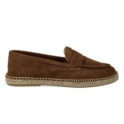 PAYMA - Herren Leder Espadrilles Sommerpantoffeln. Wildleder Mokassin Loafer Sandalen. Freizeitschuhe. Sommerschuhe für Herren. Gummi und Jute Schuhboden. Farbe: Braun. Größe: EU 39 von PAYMA