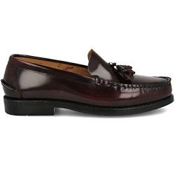 PAYMA - Herren Loafer Mokassin aus Leder Klassischer Herrenschuhe mit Maske und Quasten. Flexibler Gummisohle. Knitterfreies. Farben: Bordeaux Quasten. Größe EU 41 von PAYMA