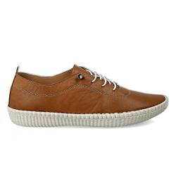 PAYMA - Leder Sneaker Sportschuhe für Damen. Turnschuhe. Schnürhalbschuhe. Flexible Komfort Leder. Elastische Schnüre. Farbe: Braun, Größe: EU 38 von PAYMA