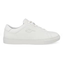 PAYMA - Weiße Leder Sneaker Für Herren. Klassische Casual Sportschuhe. Sommerschuhe. Gummisohle. Memory Foam Innensohle. Bequem Und Flexibel. Farbe: Weiß, Größe: EU 43 von PAYMA