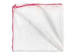 PB Pietro Baldini Einstecktuch aus Seide - Einstecktücher Weiss handrolliert mit farb Absetzung - 30 x 30 cm (Weiß rot) von PB Pietro Baldini