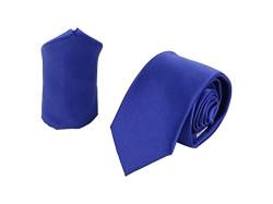 PB Pietro Baldini Krawattenset für Herren - Krawatte und Einstecktuch aus Satin Mikrofaser - Hangefertigt in Italien - 150 x 7 cm - Royalblau von PB Pietro Baldini