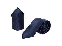 PB Pietro Baldini Krawattenset für Herren - Krawatte und Einstecktuch aus Satin Mikrofaser - Hangefertigt in Italien - 150 x 7 cm - blau von PB Pietro Baldini