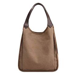 PB-SOAR Damen Mädchen Modern Canvas Shopper Schultertasche Handtasche Kleine Tasche Henkeltasche Hobo Bag Alltagstasche Beuteltasche (Braun) von PB-SOAR