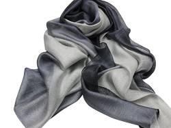 PB-SOAR Mode Damen Farbverlauf Schal Halstuch Stola 200 x 83cm, leicht und groß, 14 Farben auswählbar (Dunkel Grau/Grau) von PB-SOAR