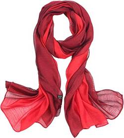 PB-SOAR Mode Damen Farbverlauf Schal Halstuch Stola 200 x 83cm, leicht und groß, 14 Farben auswählbar (Rot/Weinrot) von PB-SOAR