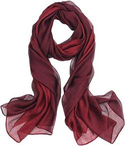 PB-SOAR Mode Damen Farbverlauf Schal Halstuch Stola 200 x 83cm, leicht und groß, 14 Farben auswählbar (Weinrot/Dunkel Rot) von PB-SOAR