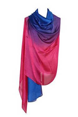 PB-SOAR Mode Damen Farbverlauf Schal Seidenschal Halstuch Stola 190 x 100cm, leicht und schlicht, 18 Farben auswählbar (Königsblau/Pink) von PB-SOAR